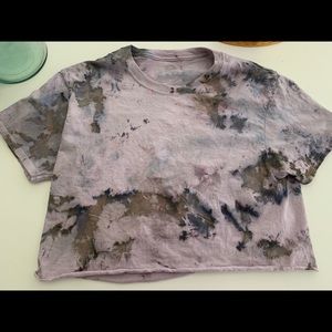 Tie dye crop top. Purple and gray.